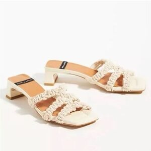 NEW Anthropologie x Angel Alarcon Woven White Strappy Heels Sandals EU 37 US 7